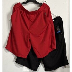 Lot of 2 New Victory Threads Men's Size XL Activewear Shorts Red Black Elastic